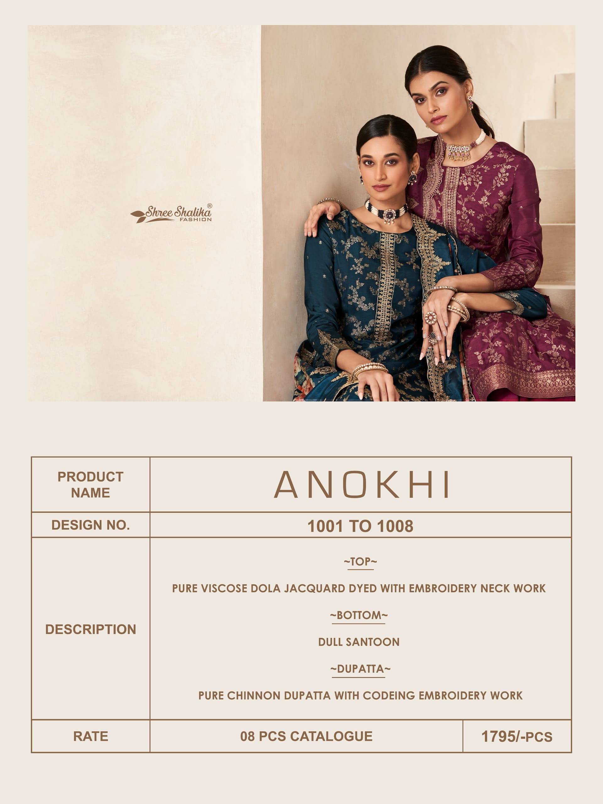ANOKHI by shree shalika 1001 To 1008 Designer Festive Suits Collection Beautiful Stylish Fancy Colorful Party Wear & Occasional Wear EMBROIDERED Pure viscose Dresses At Wholesale Price